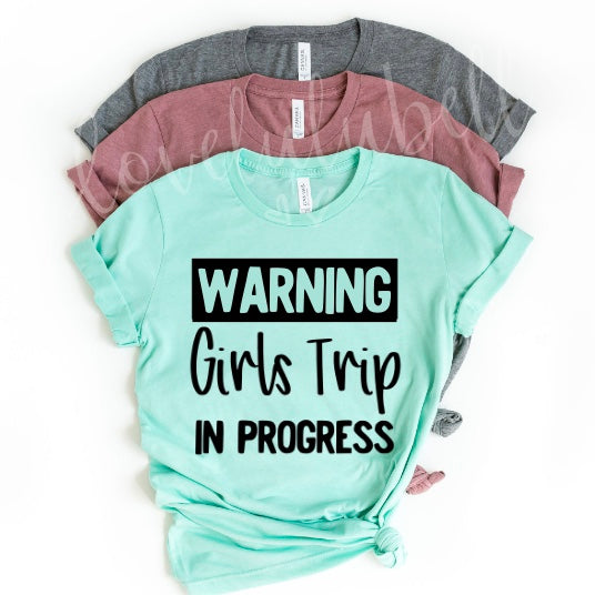 Fuel Warning Girls Trip Shirt Girls Trip in Progress Women's Bella Summer T-Shirt, Adult Unisex, Size: XL, Pink