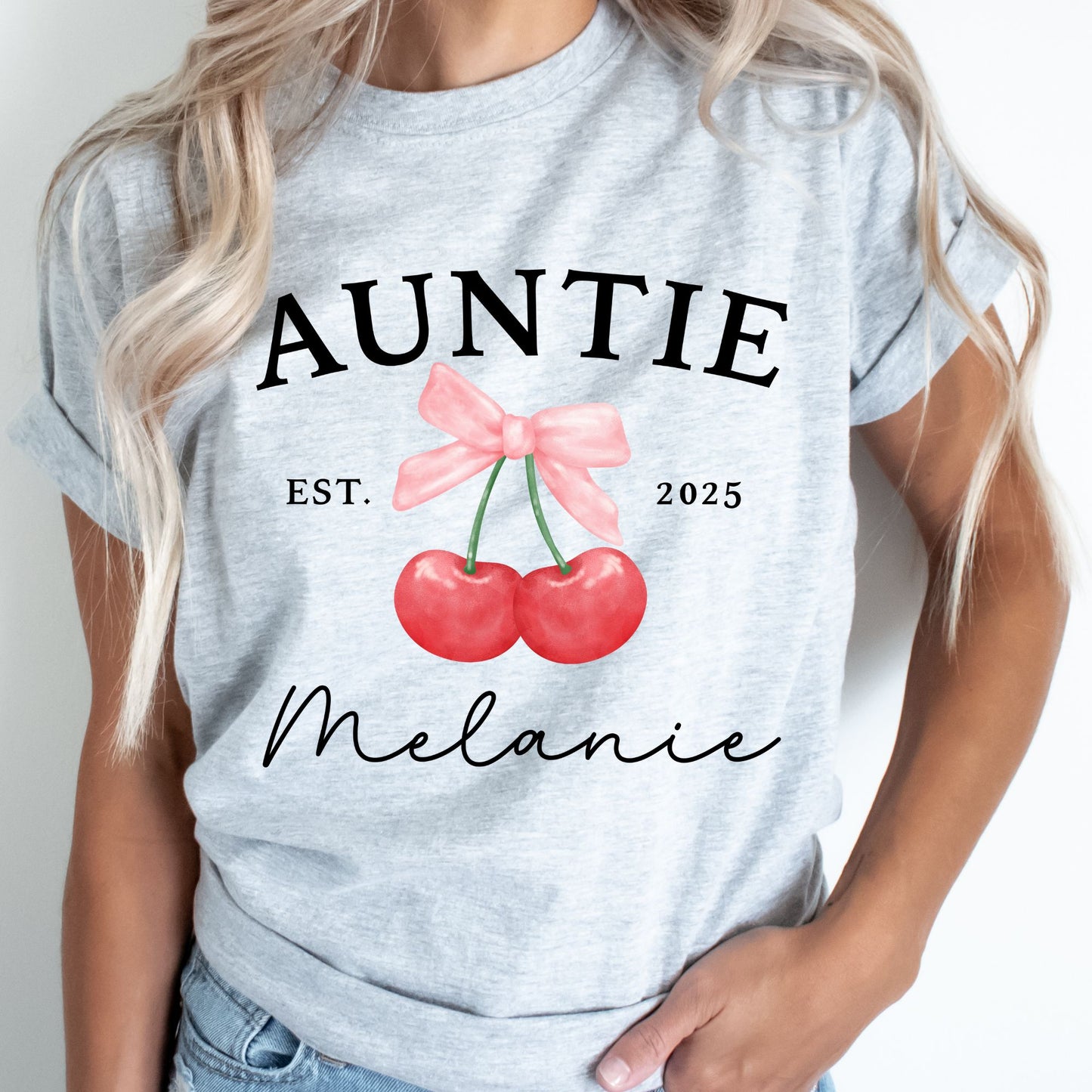 Custom Auntie Coquette Bow Shirt with Est Year