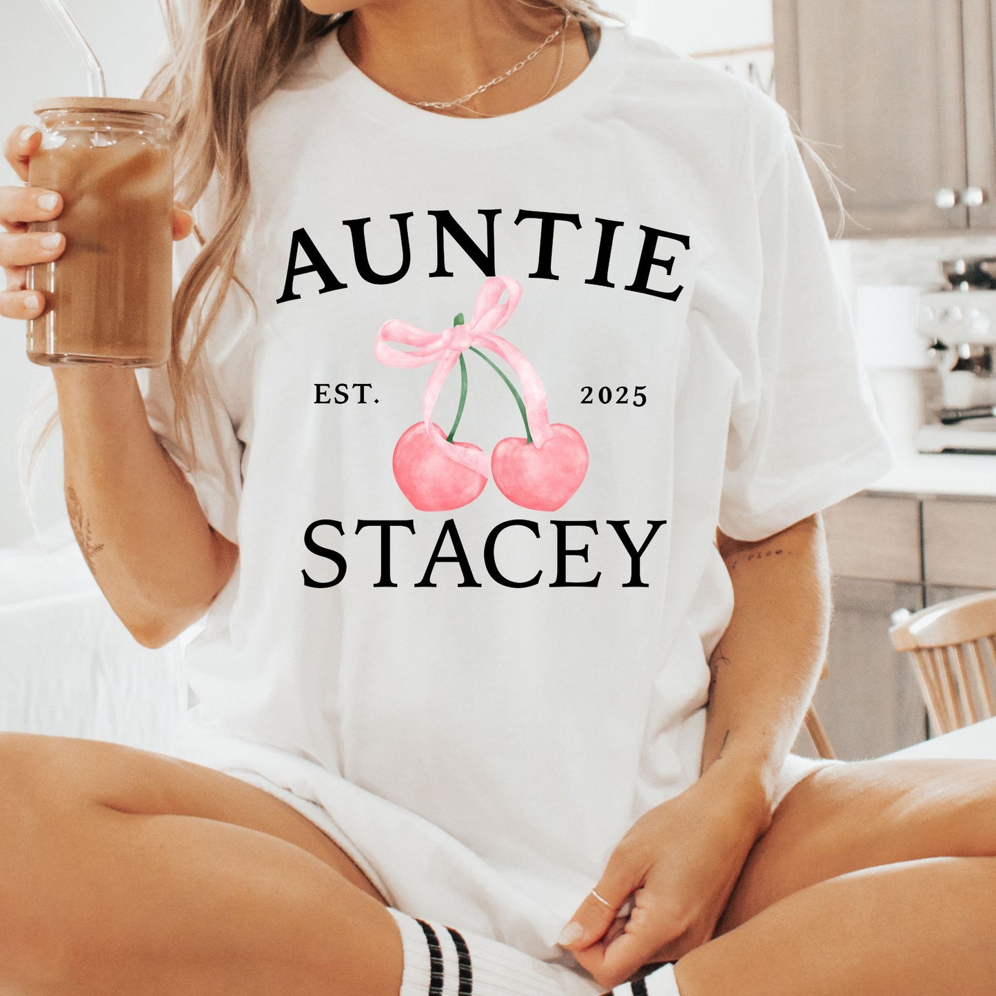 Custom Auntie Coquette Bow Shirt with Est Year