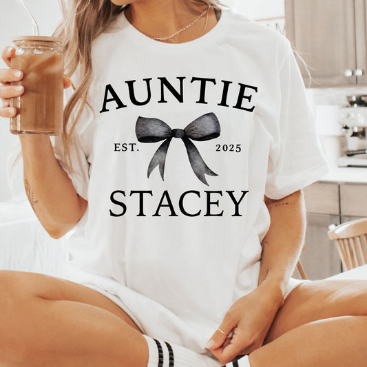 Custom Auntie Coquette Bow Shirt with Est Year