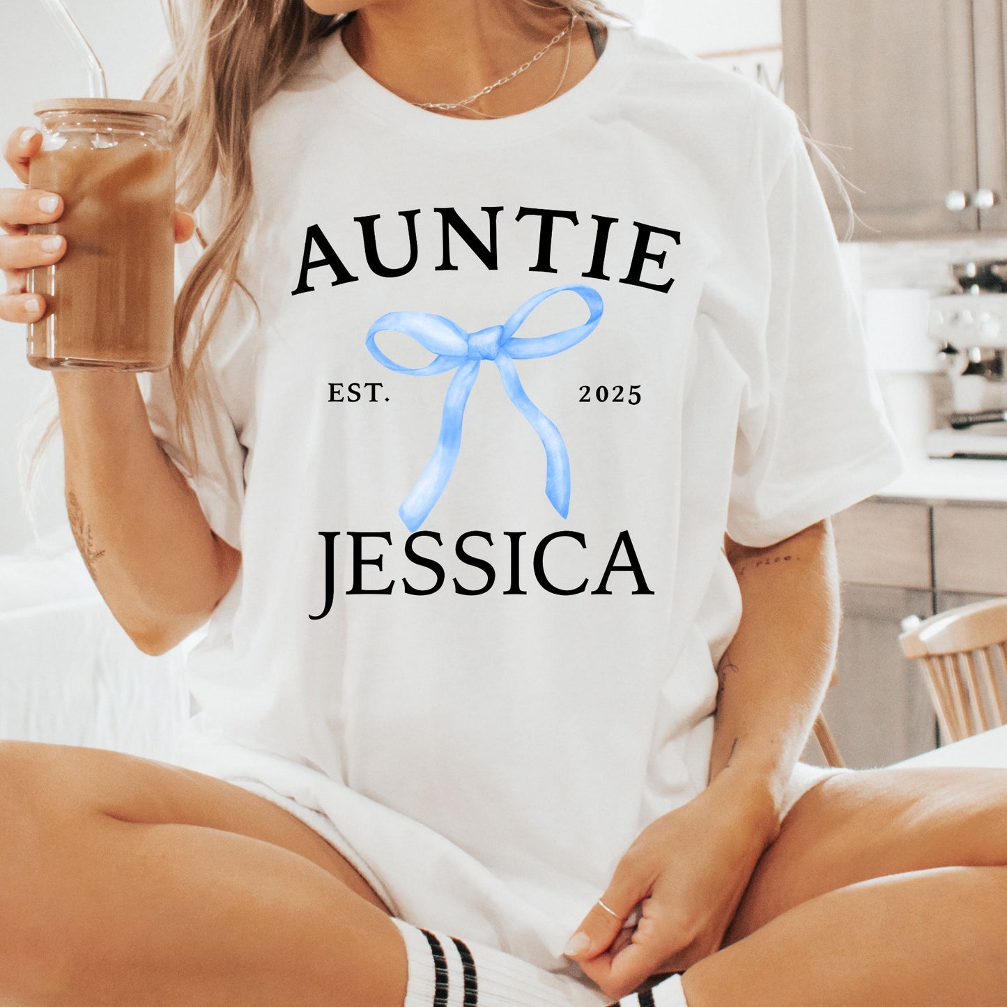 Custom Auntie Coquette Bow Shirt with Est Year