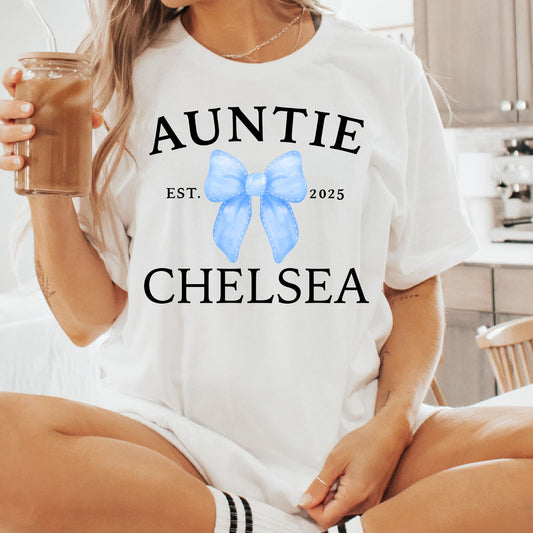 Custom Auntie Coquette Bow Shirt with Est Year