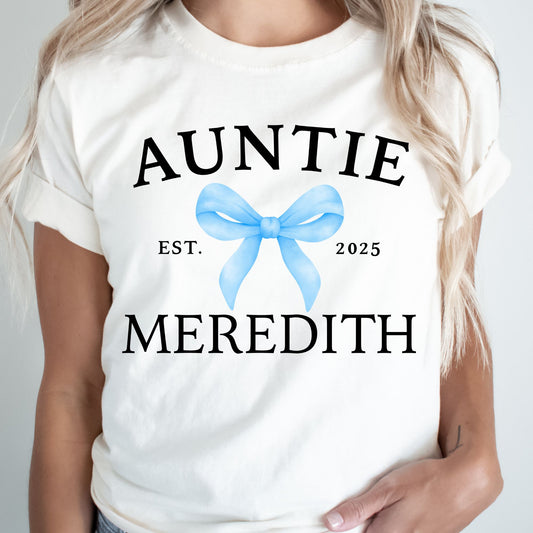 Custom Auntie Coquette Bow Shirt with Est Year