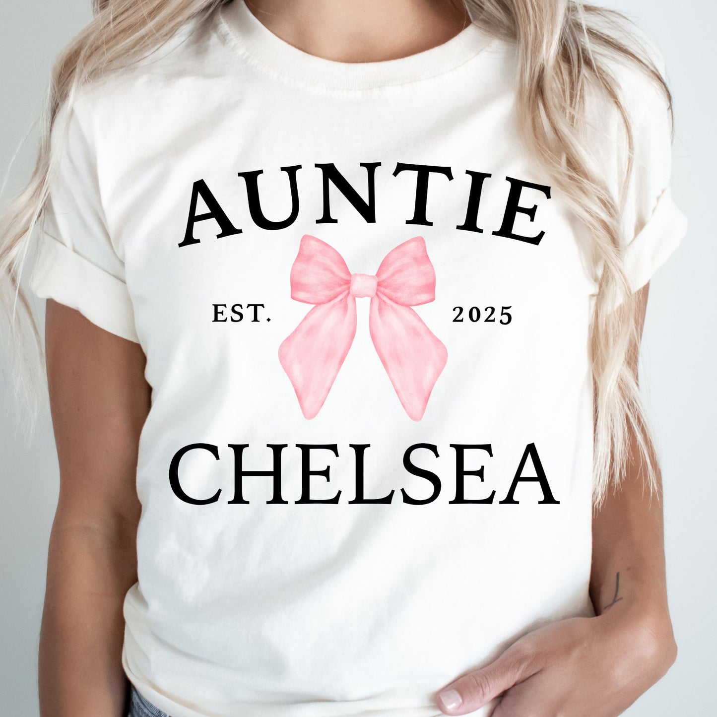 Custom Auntie Coquette Bow Shirt with Est Year