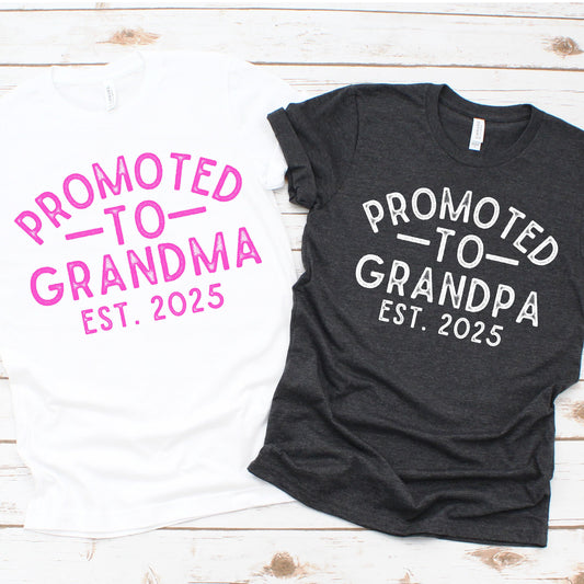 Promoted to Grandma / Grandpa EST 2023 (Distressed)