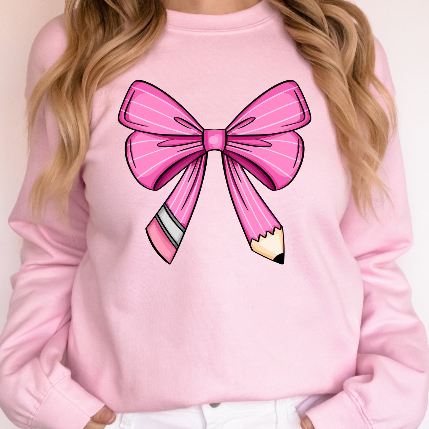 Teacher Pencil Bow Sweatshirt