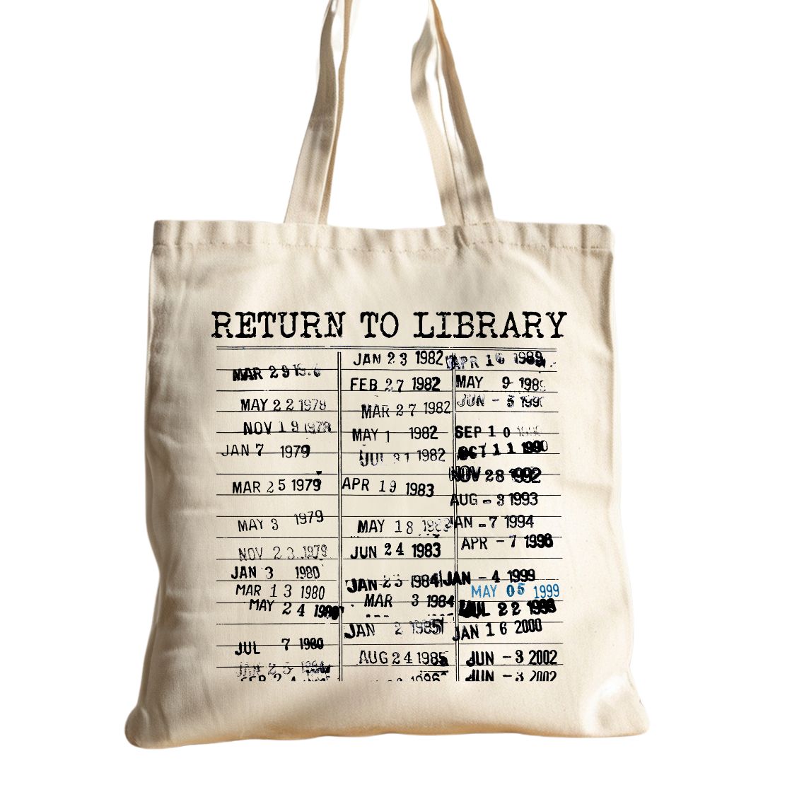 Vintage Library Book Stamp Double Sided Tote Bag