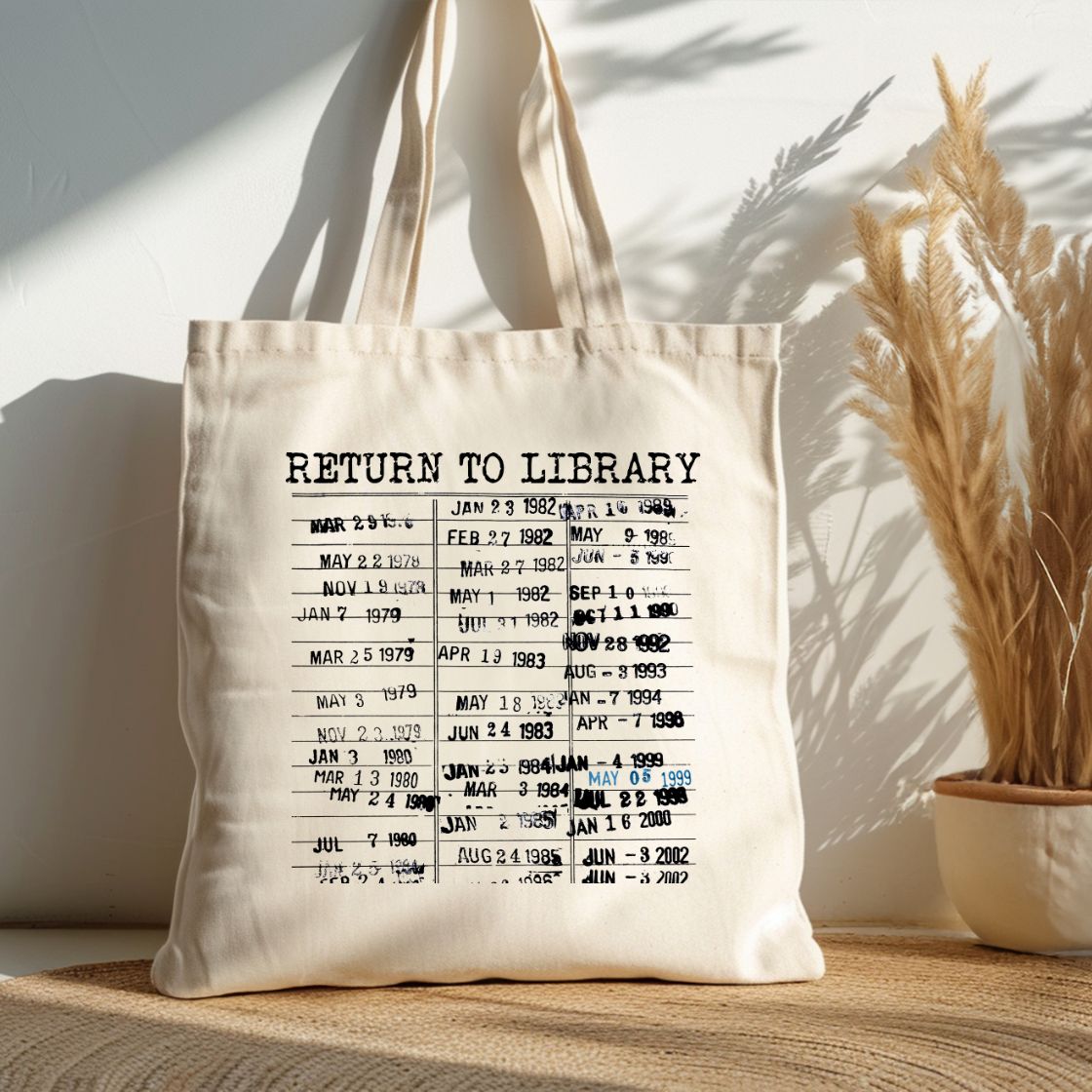 Vintage Library Book Stamp Double Sided Tote Bag