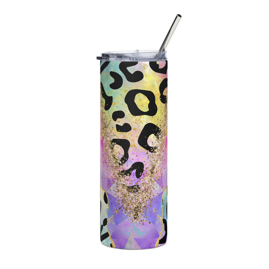 Leopard and Glitter Stainless Steel Tumbler